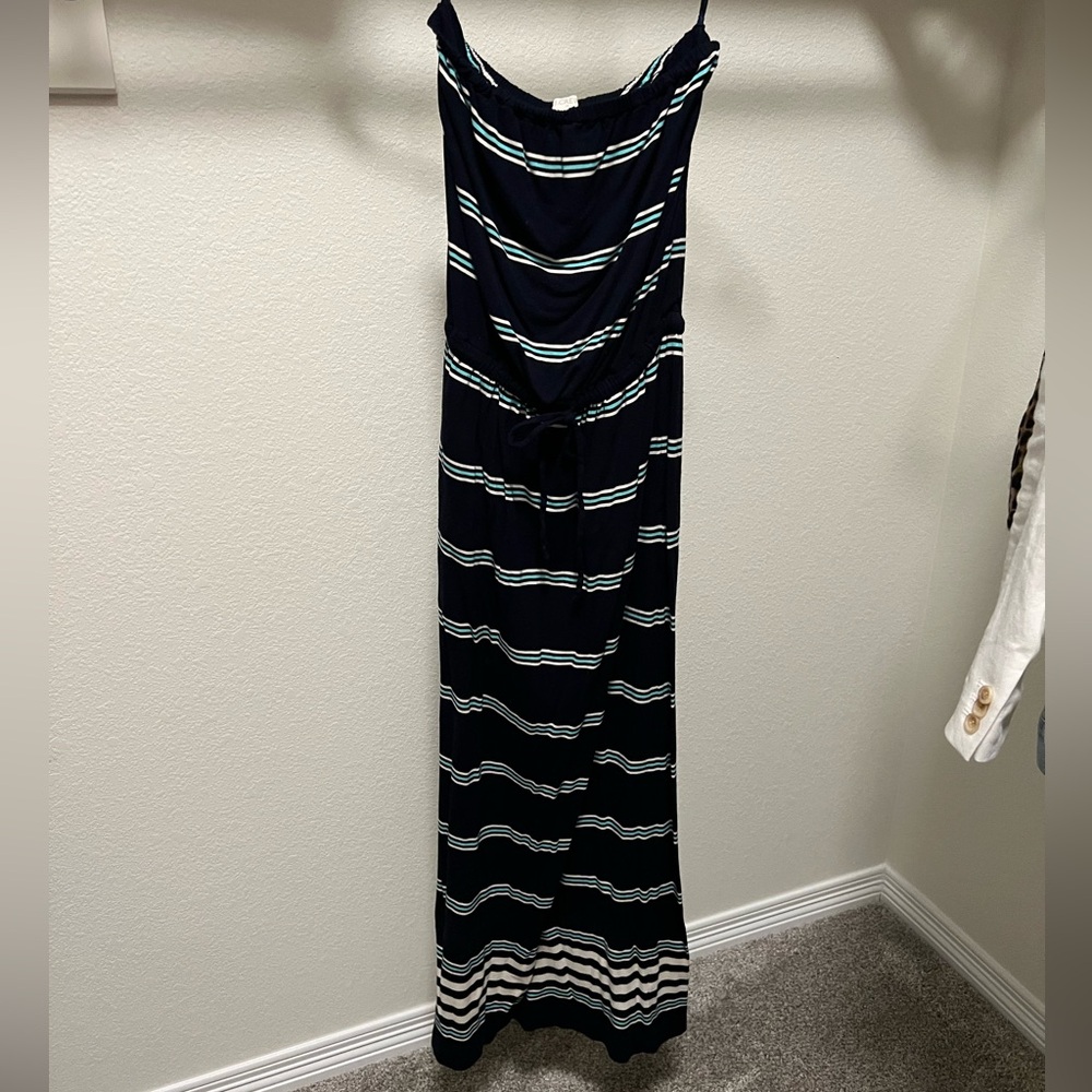 Jcrew Women’s Maxi Strapless Navy Blue Striped Dress XXS